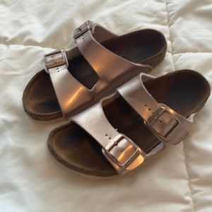 Girls rose gold Birkenstocks